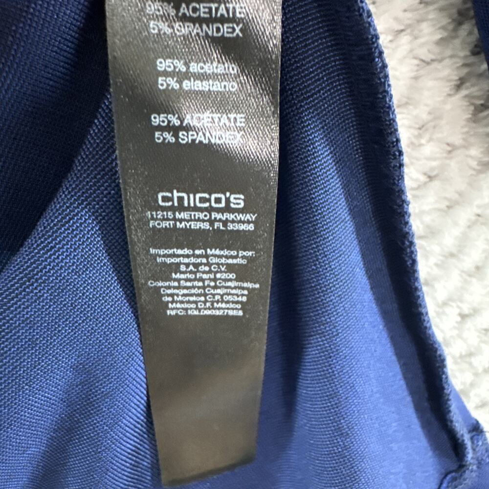 Chicos Travelers Cardigan Womens 2 L/12 Blue Slinky Stretch Open Front - Picture 8 of 9